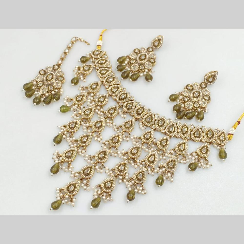 Manisha Jewellery Gold Plated Crystal Stone And Pearls Necklace Set