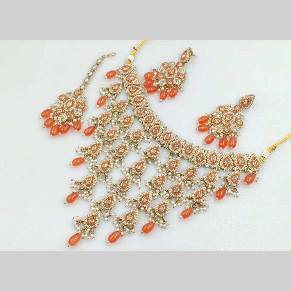 Manisha Jewellery Gold Plated Crystal Stone And Pearls Necklace Set