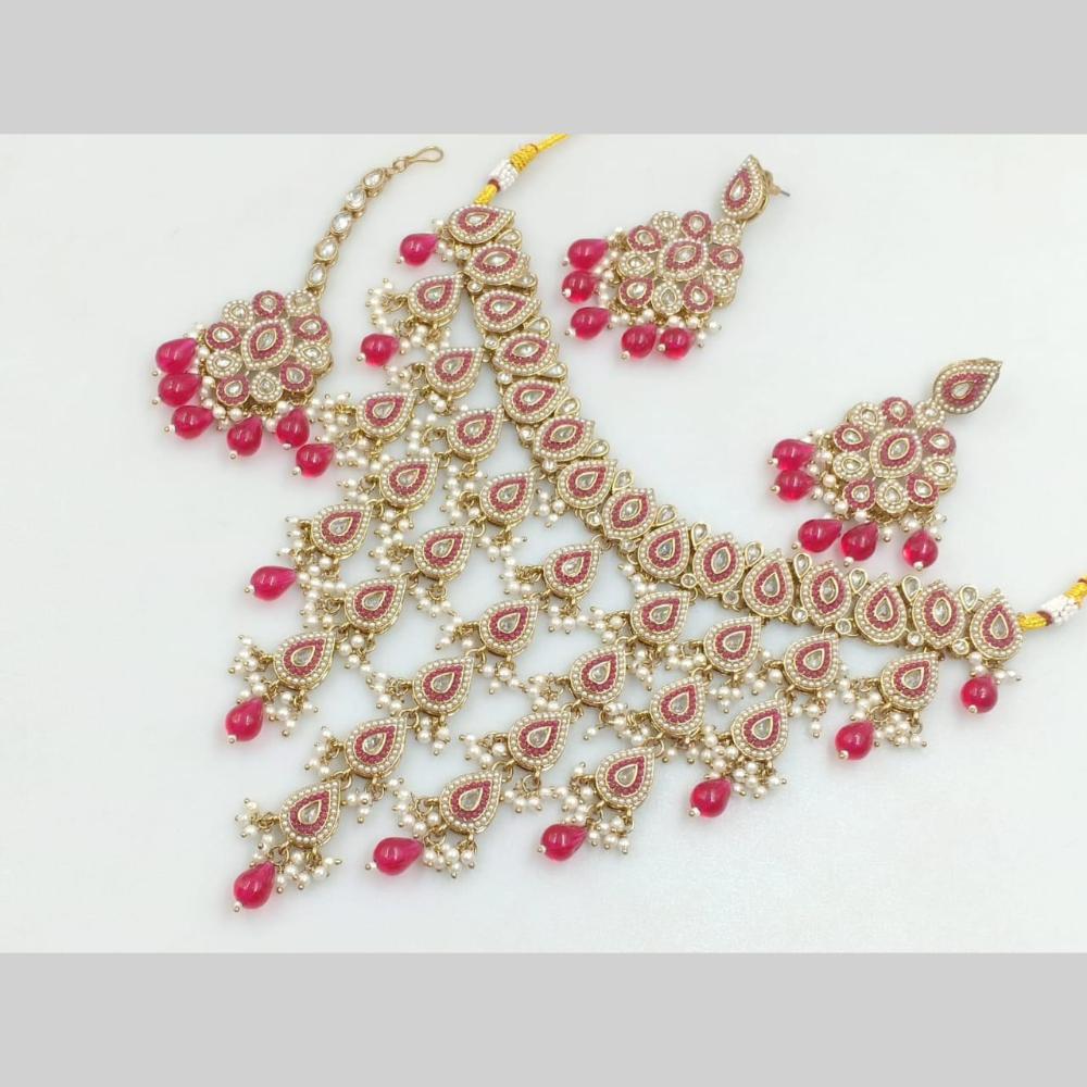 Manisha Jewellery Gold Plated Crystal Stone And Pearls Necklace Set