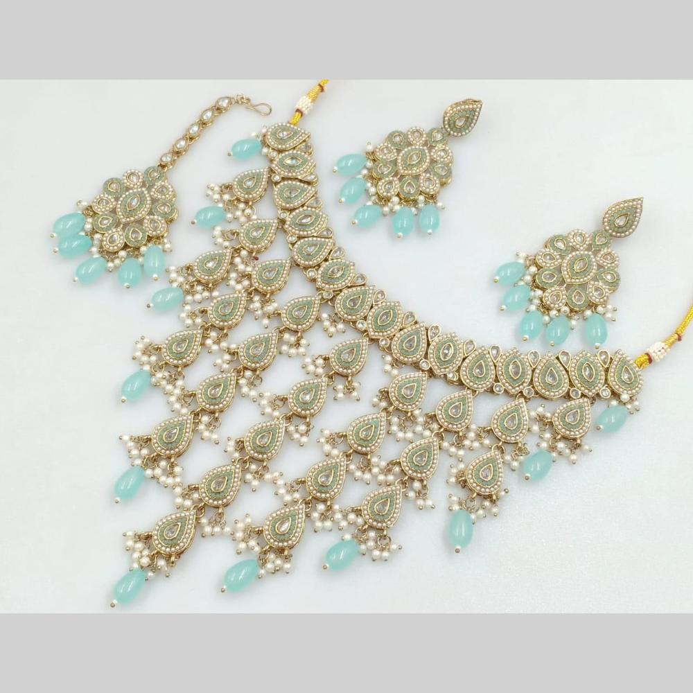 Manisha Jewellery Gold Plated Crystal Stone And Pearls Necklace Set