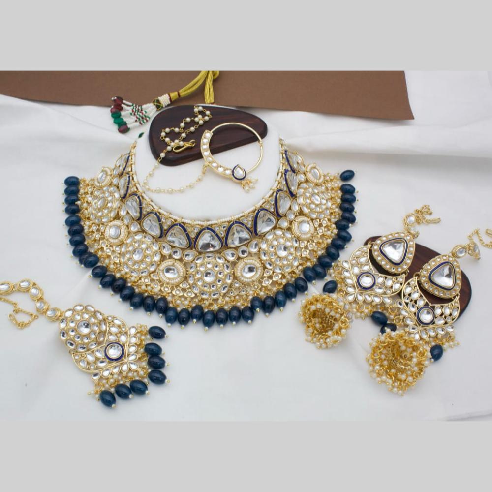 Manisha Jewellery Gold Plated Kundan Stone And Beads Choker Necklace Set