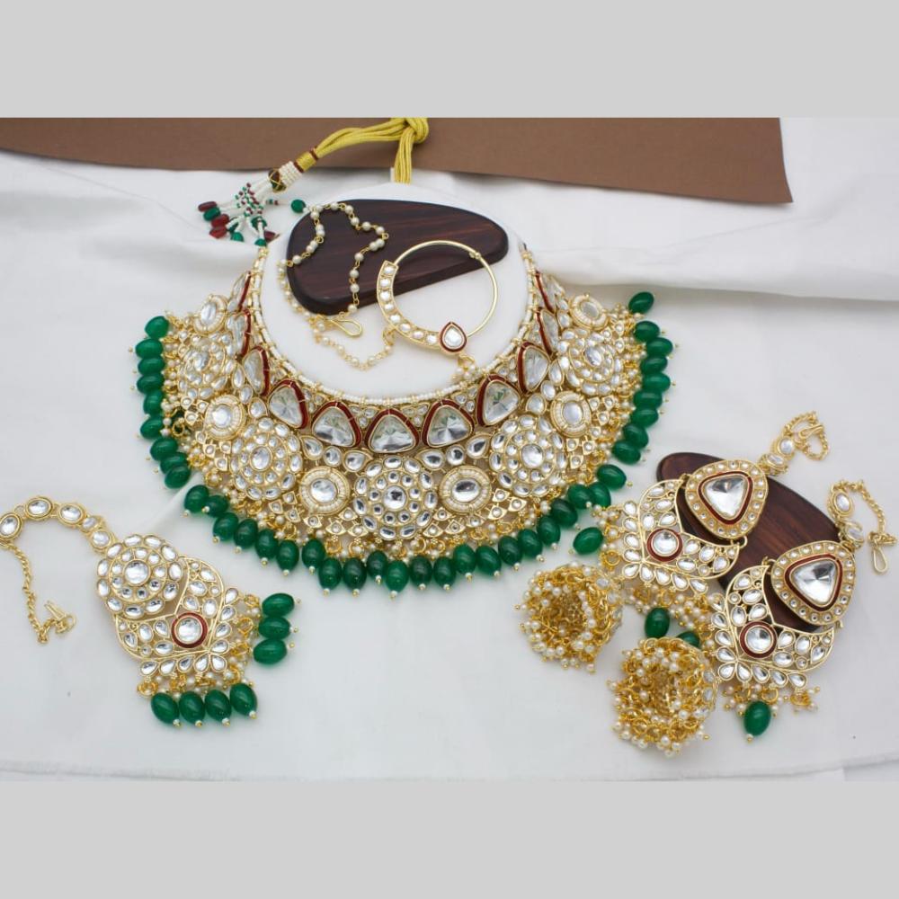 Manisha Jewellery Gold Plated Kundan Stone And Beads Choker Necklace Set
