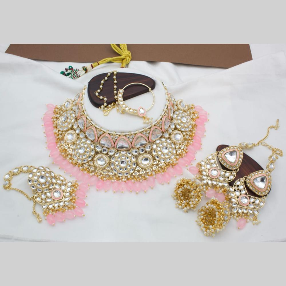 Manisha Jewellery Gold Plated Kundan Stone And Beads Choker Necklace Set