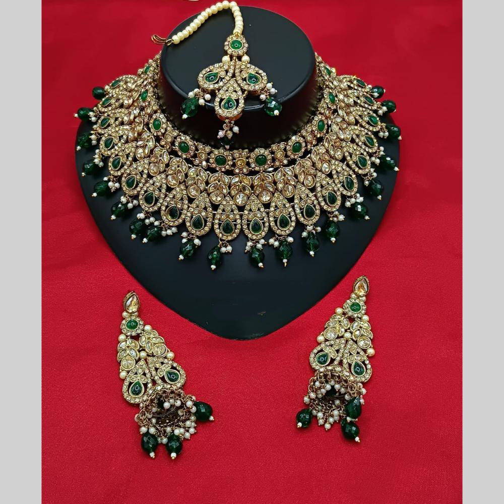 Manisha Jewellery Gold Plated Austrian Stone And Beads Choker Necklace Set