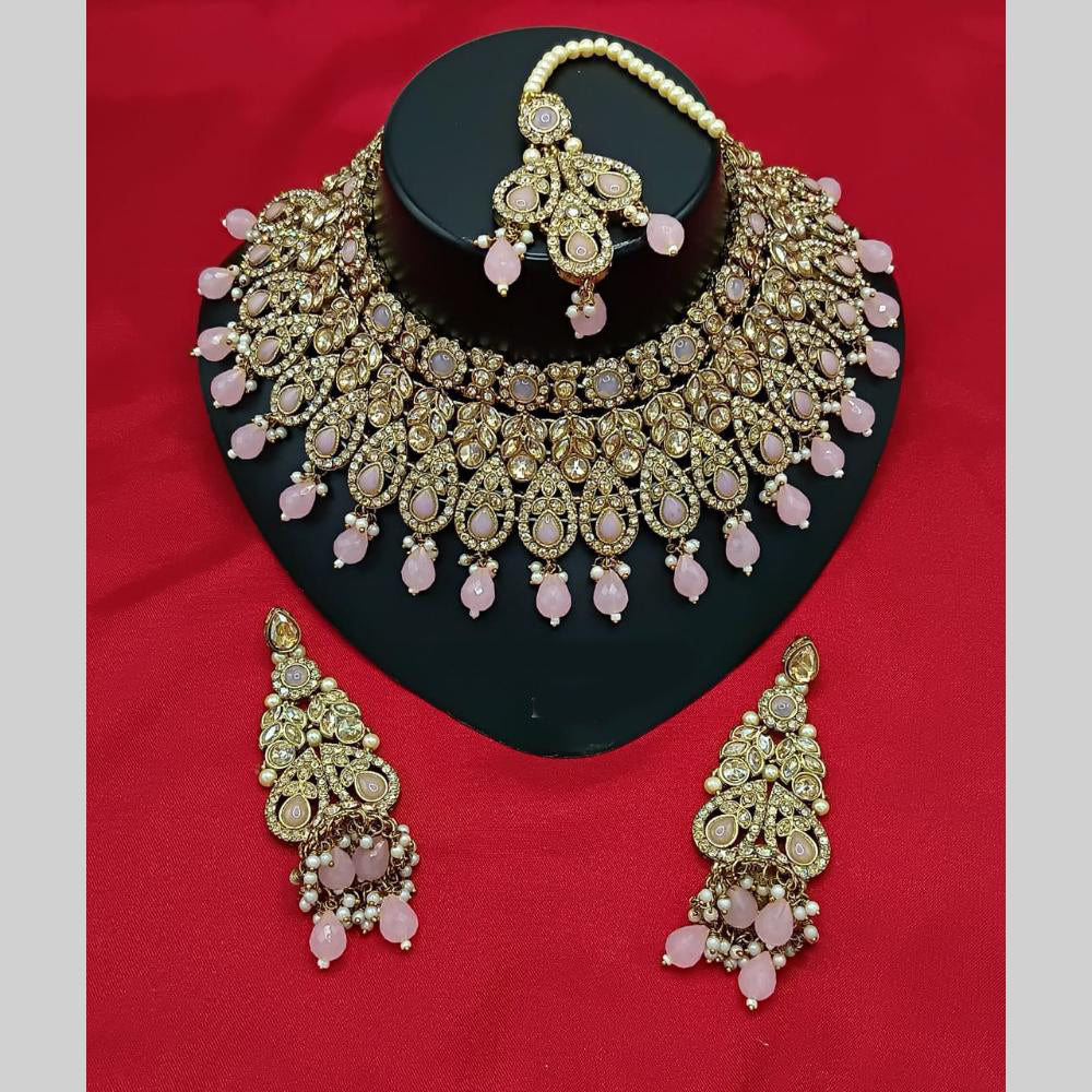 Manisha Jewellery Gold Plated Austrian Stone And Beads Choker Necklace Set