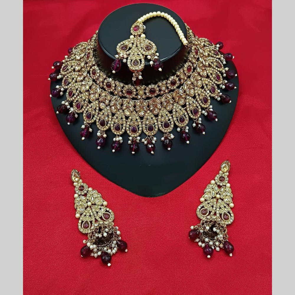 Manisha Jewellery Gold Plated Austrian Stone And Beads Choker Necklace Set