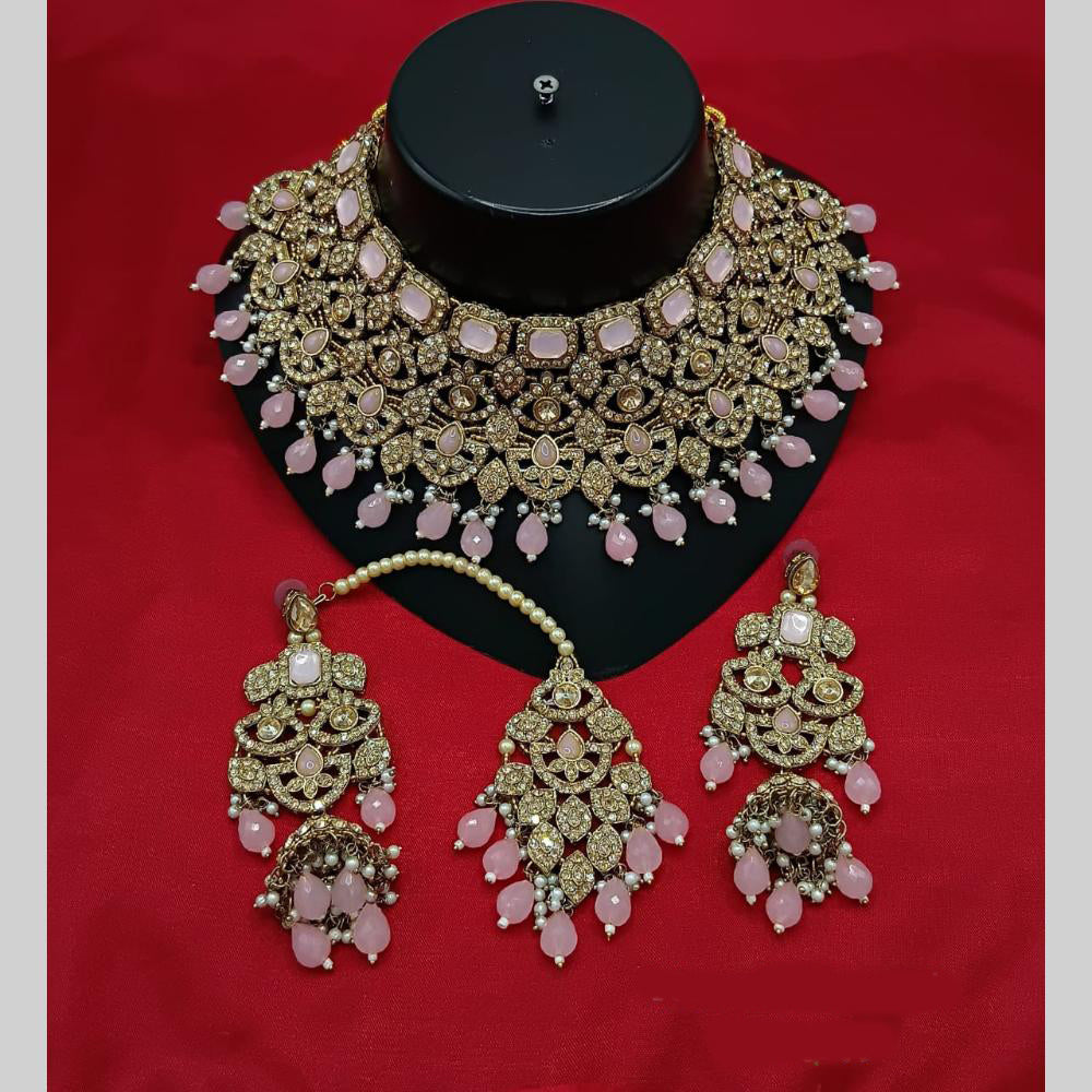 Manisha Jewellery Gold Plated Austrian Stone And Beads Choker Necklace Set