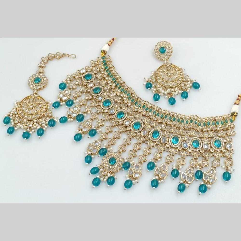 Manisha Jewellery Gold Plated Crystal Stone And Pearls Necklace Set
