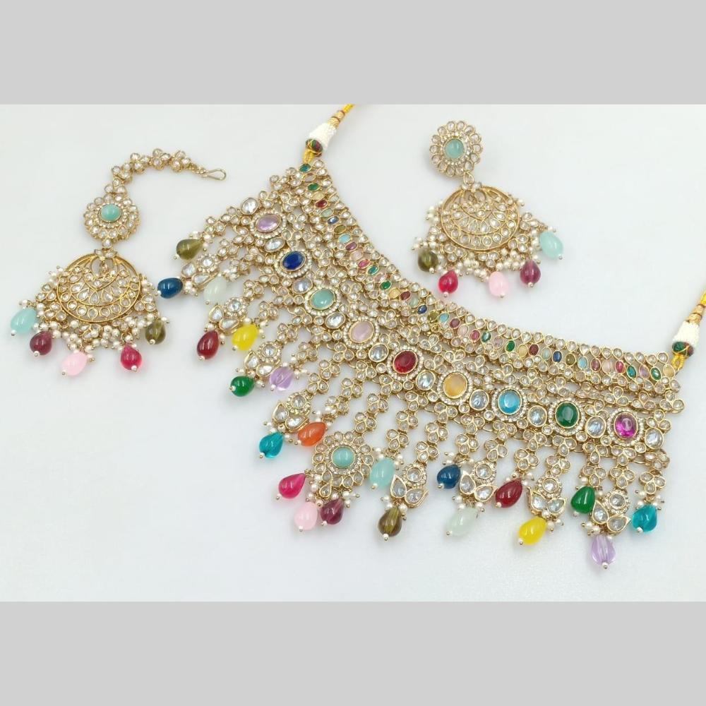 Manisha Jewellery Gold Plated Crystal Stone And Pearls Necklace Set