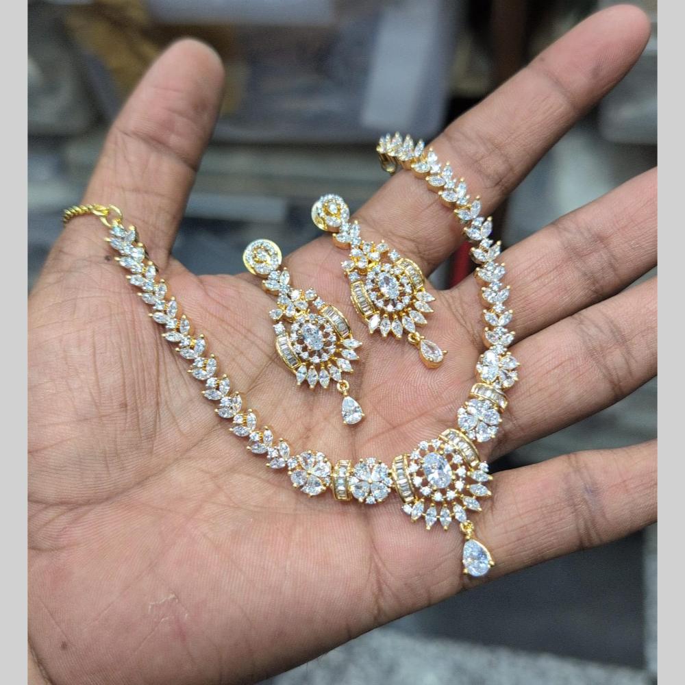 Manisha Jewellery Gold Plated American Diamond Necklace Set