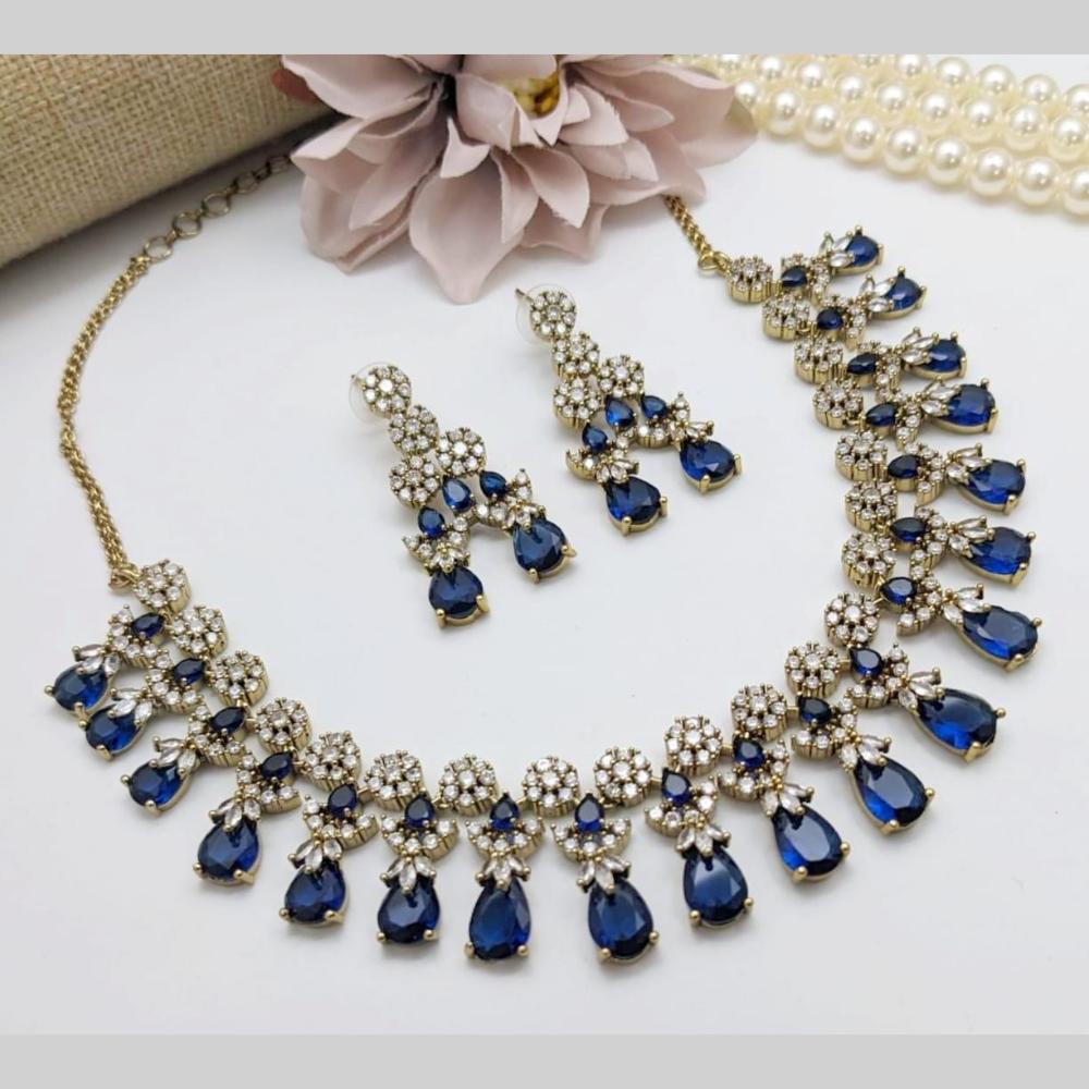 Manisha Jewellery Gold Plated American Diamond Necklace Set