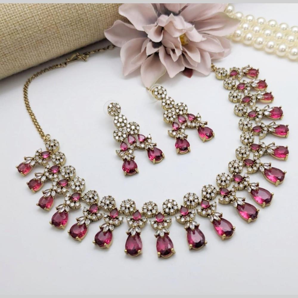 Manisha Jewellery Gold Plated American Diamond Necklace Set