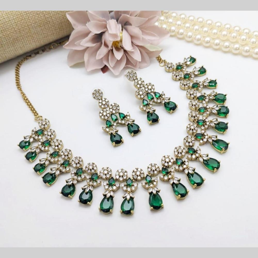 Manisha Jewellery Gold Plated American Diamond Necklace Set