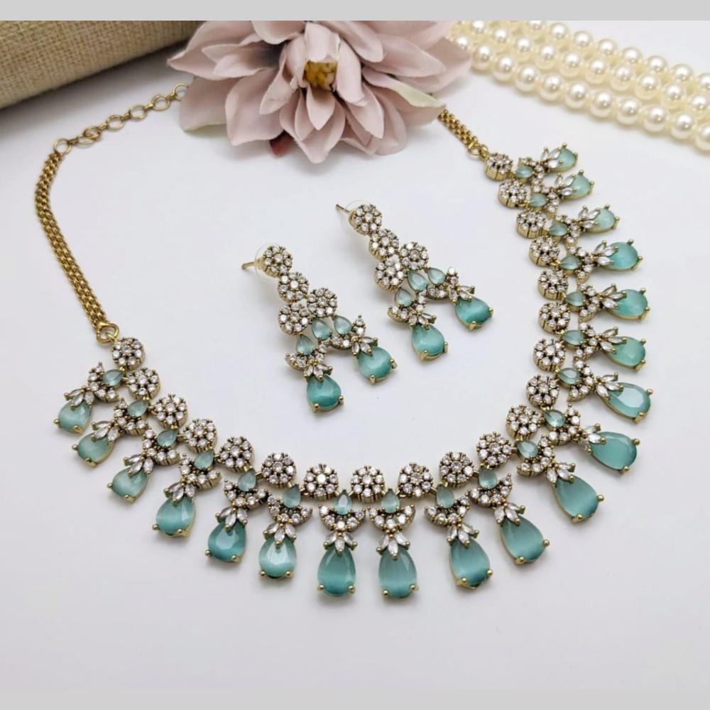 Manisha Jewellery Gold Plated American Diamond Necklace Set