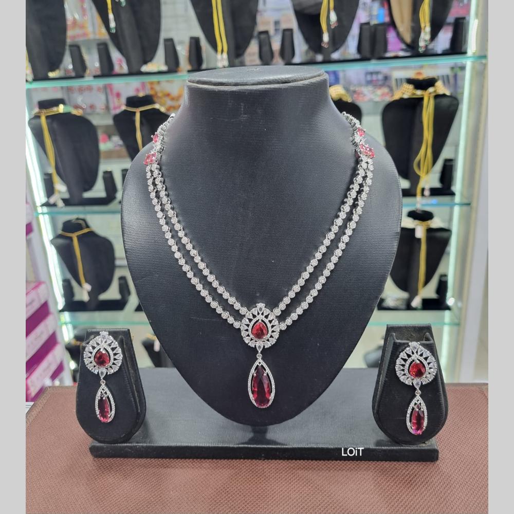 Manisha Jewellery Silver Plated American Diamond Necklace Set