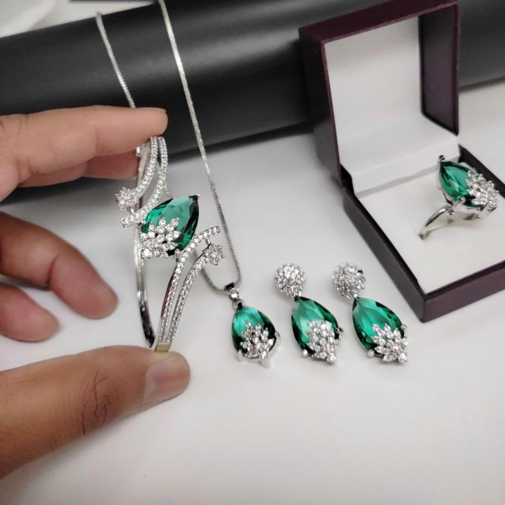 Manisha Jewellery Silver Plated American Diamond Combo Set