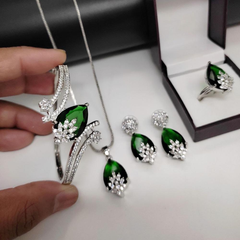 Manisha Jewellery Silver Plated American Diamond Combo Set