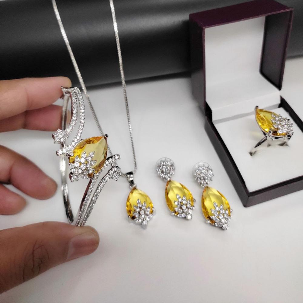 Manisha Jewellery Silver Plated American Diamond Combo Set