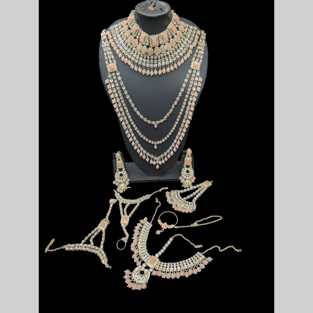 Manisha Jewellery Gold Plated Crystal Stone Bridal Necklace Set