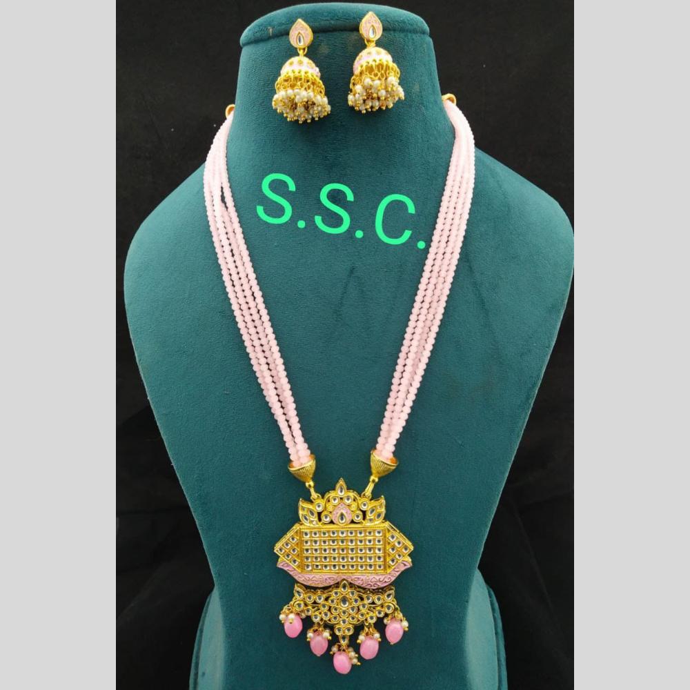 Manisha Jewellery Gold Plated Kundan Stone And Pearls Long Necklace Set