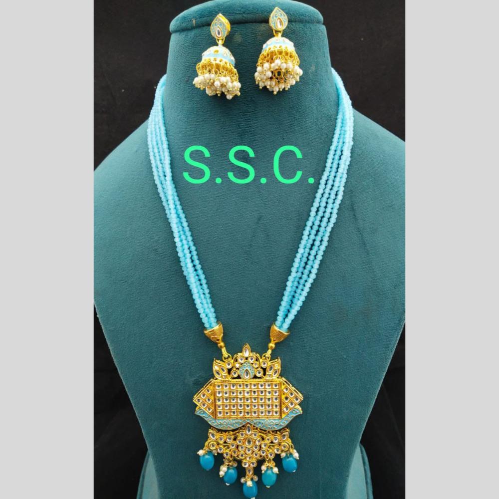 Manisha Jewellery Gold Plated Kundan Stone And Pearls Long Necklace Set