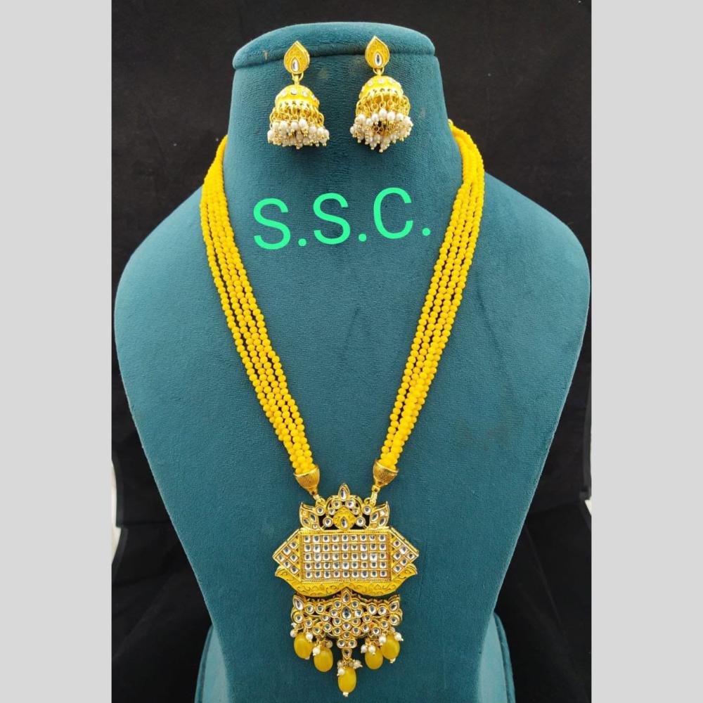 Manisha Jewellery Gold Plated Kundan Stone And Pearls Long Necklace Set