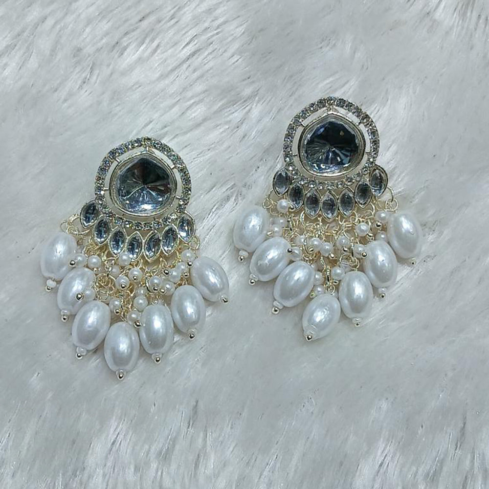 Manisha Jewellery Gold Plated Kundan Stone And Beads Dangler Earrings