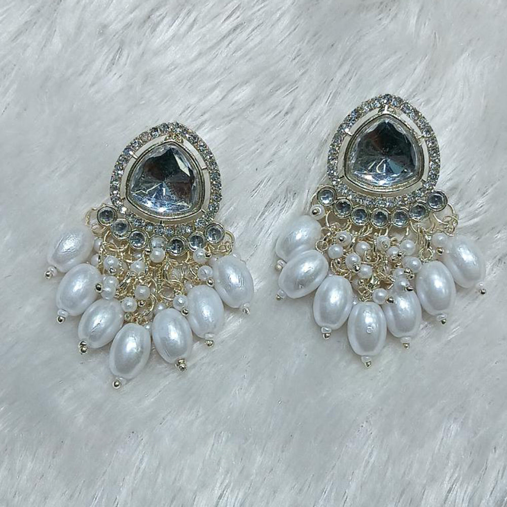 Manisha Jewellery Gold Plated Kundan Stone And Beads Dangler Earrings