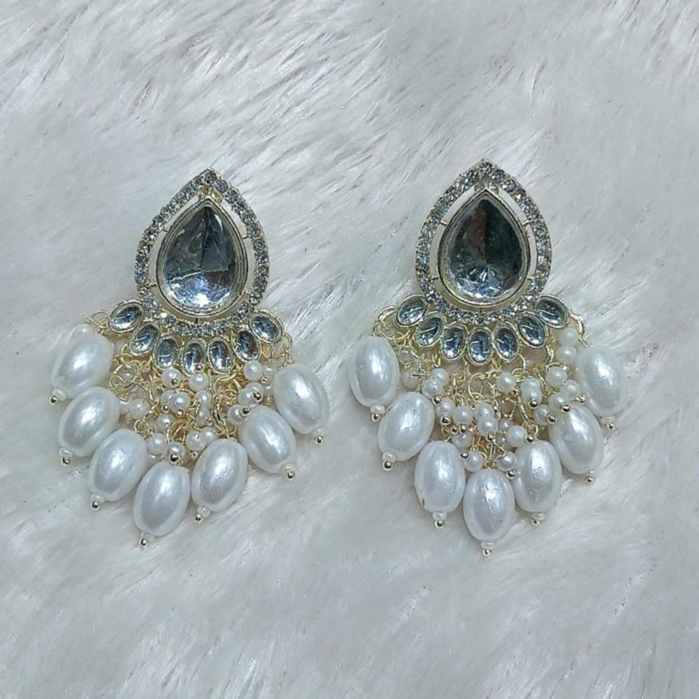 Manisha Jewellery Gold Plated Kundan Stone And Beads Dangler Earrings