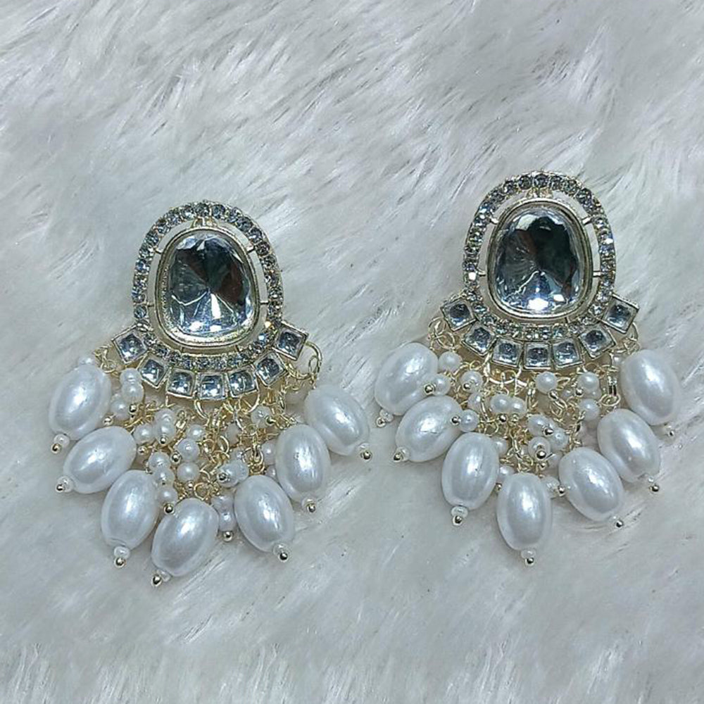 Manisha Jewellery Gold Plated Kundan Stone And Beads Dangler Earrings