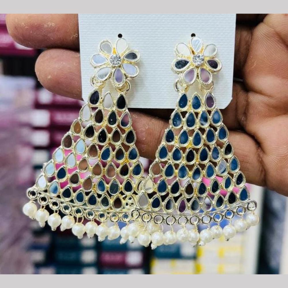 Manisha Jewellery Gold Plated Mirror And Pearls Dangler Earrings
