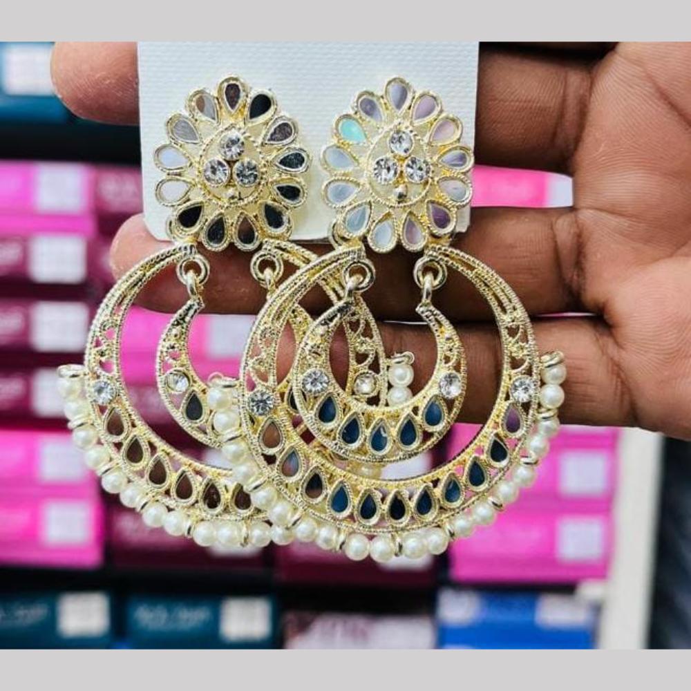 Manisha Jewellery Gold Plated Mirror And Pearls Dangler Earrings