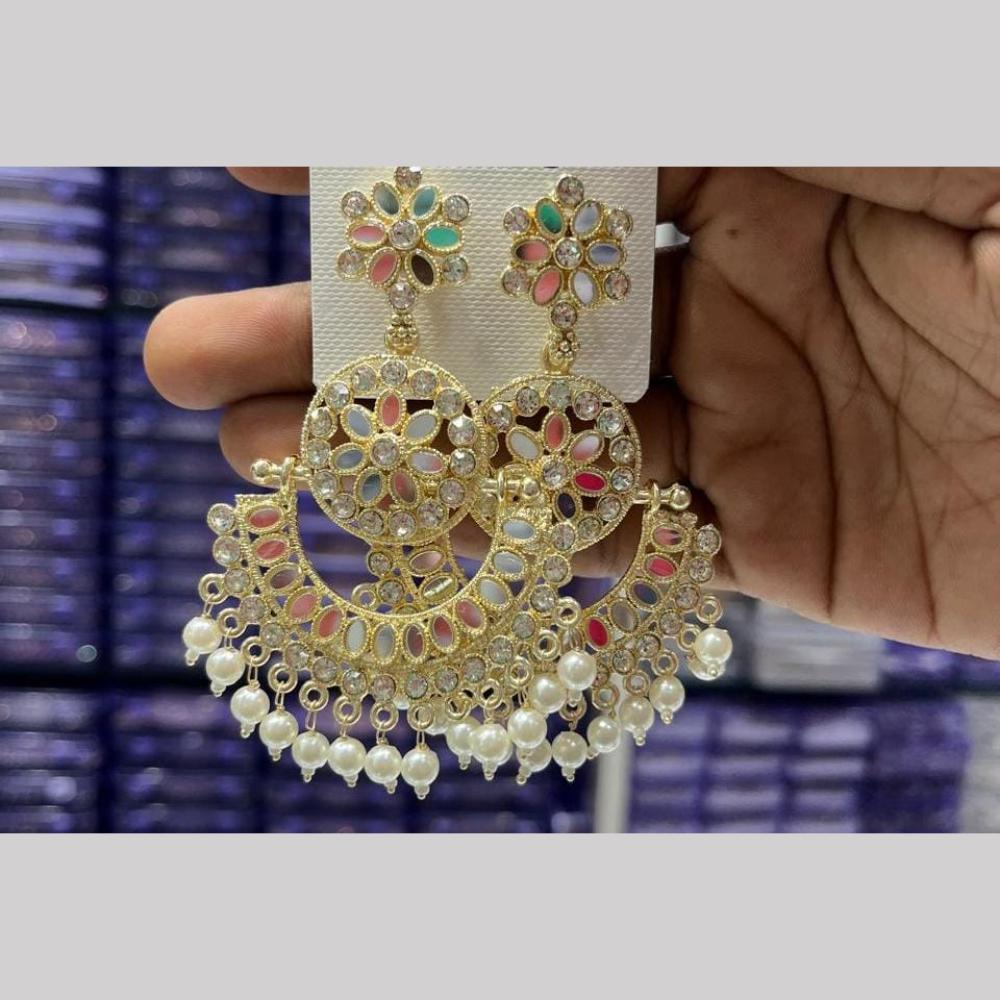 Manisha Jewellery Gold Plated Mirror And Pearls Dangler Earrings