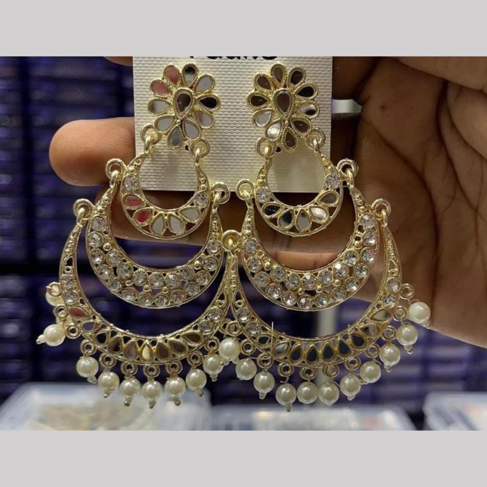 Manisha Jewellery Gold Plated Mirror And Pearls Dangler Earrings