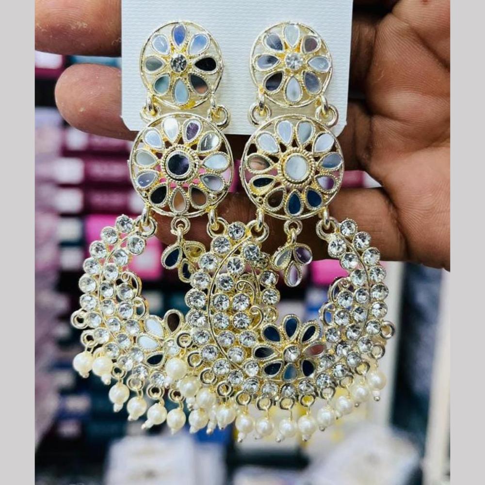 Manisha Jewellery Gold Plated Mirror And Pearls Dangler Earrings