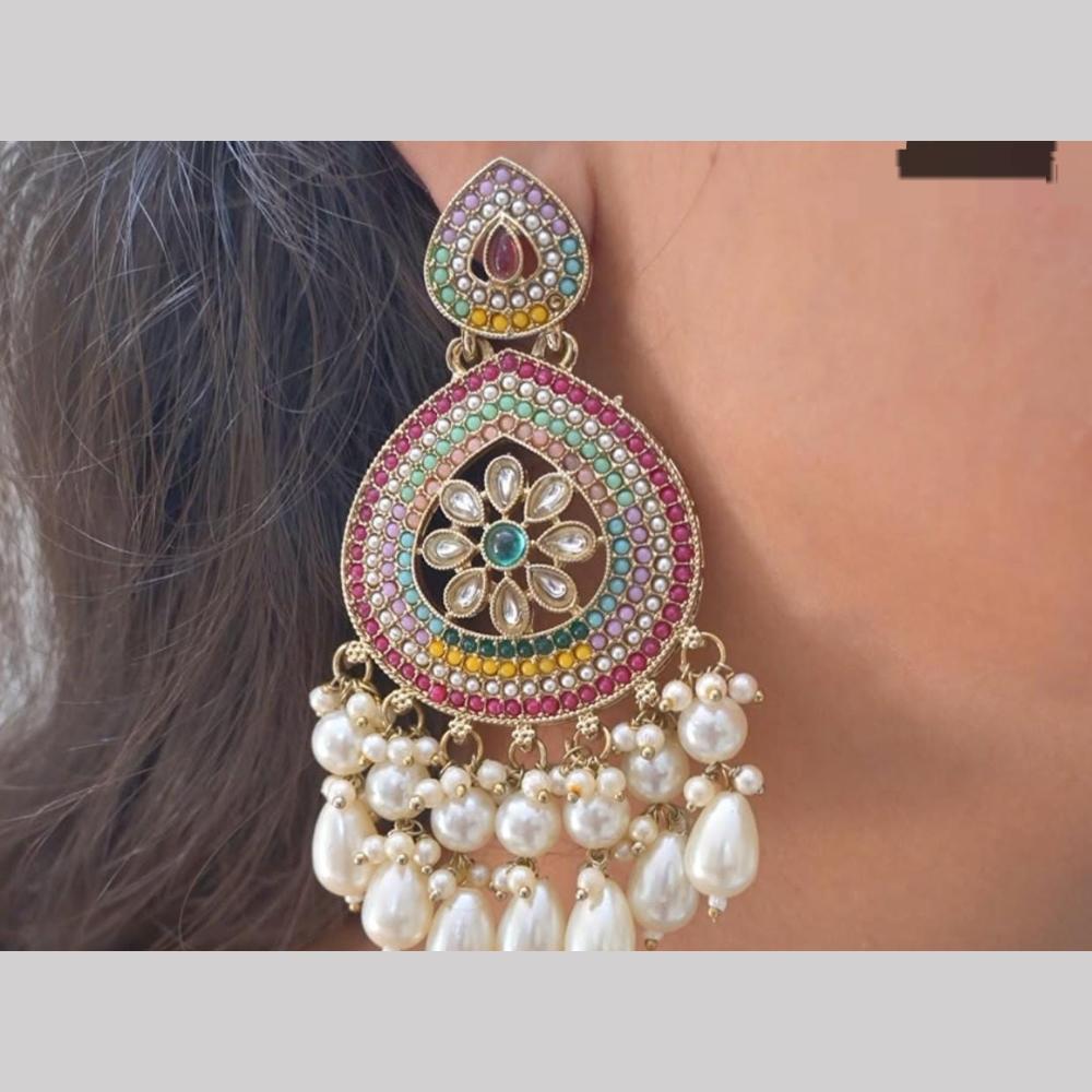 Manisha Jewellery Gold Plated Kundan Stone And Beads Dangler Earrings