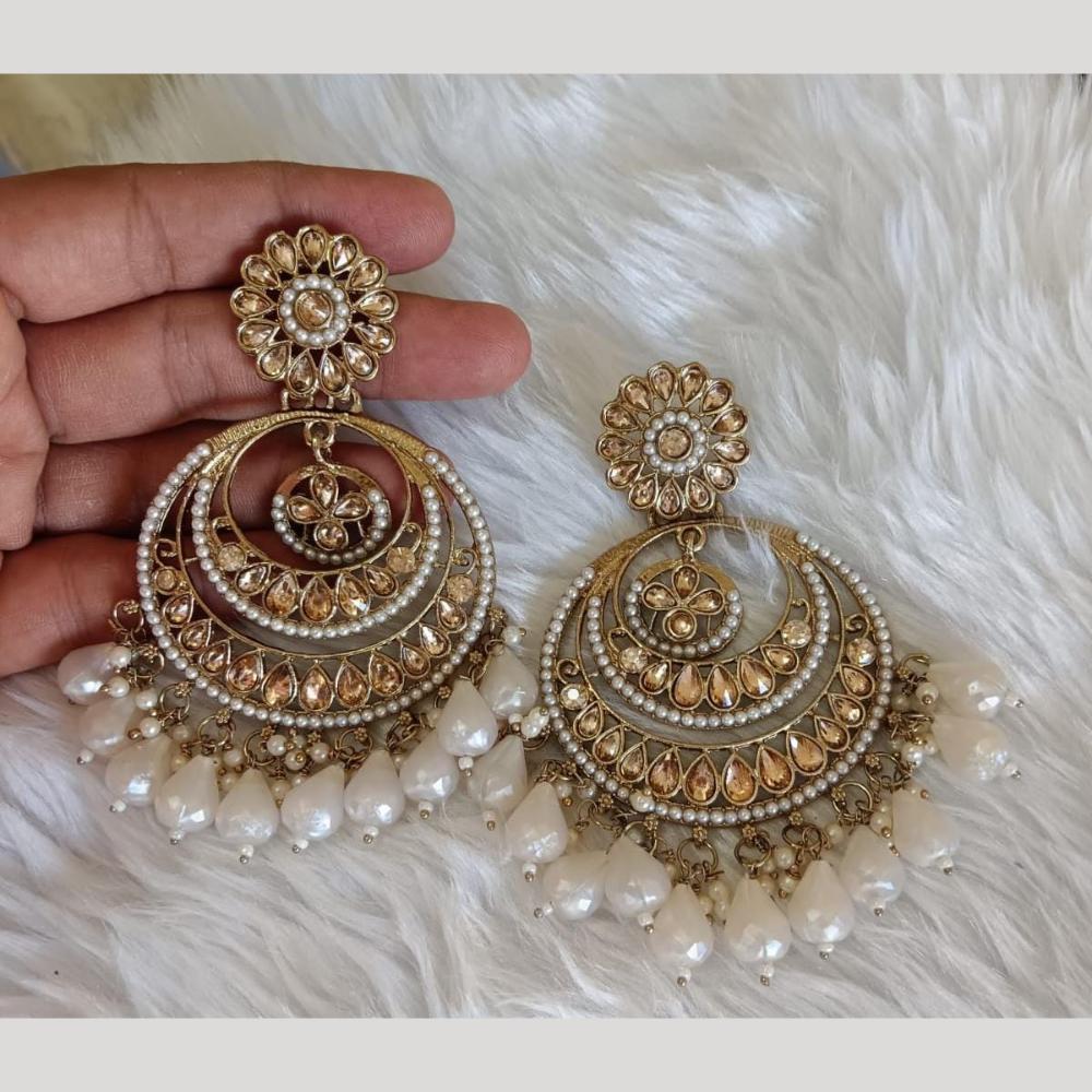 Manisha Jewellery Gold Plated Crystal Stone And Beads Dangler Earrings