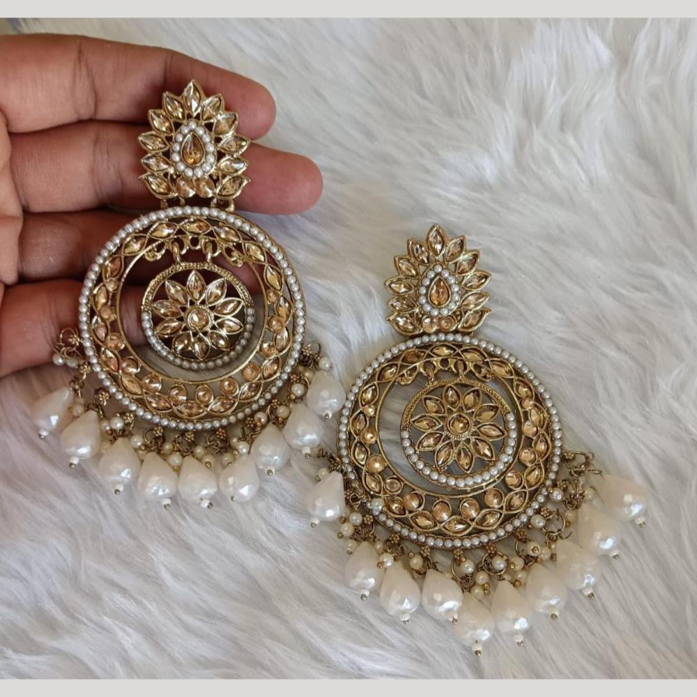 Manisha Jewellery Gold Plated Crystal Stone And Beads Dangler Earrings