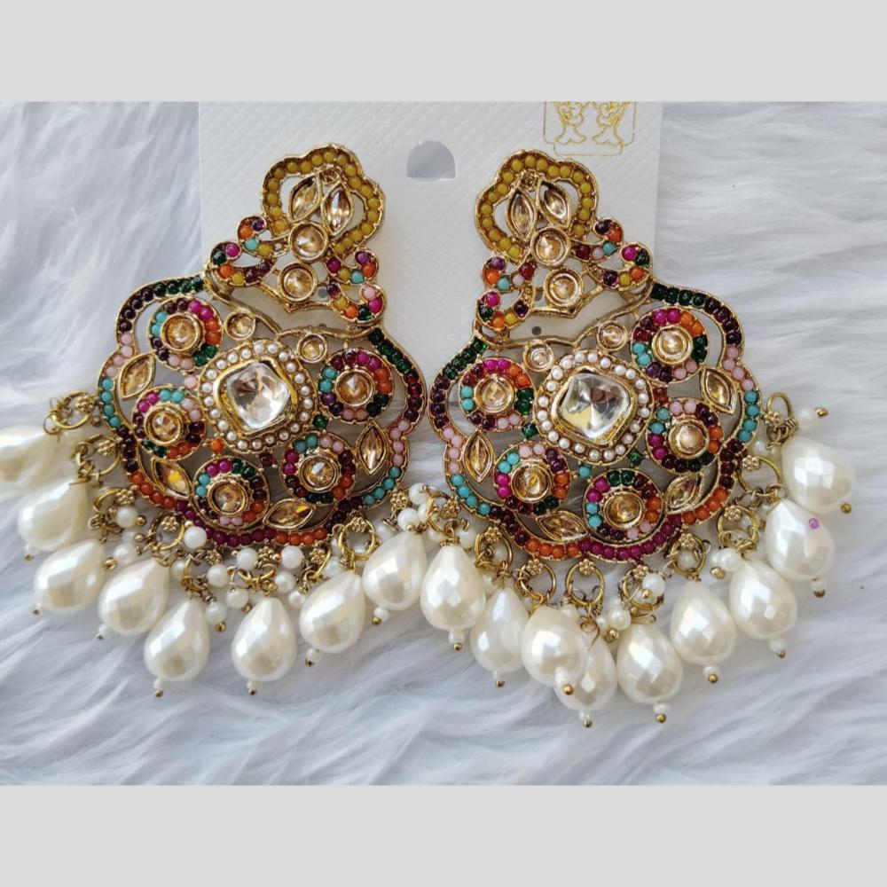 Manisha Jewellery Gold Plated Crystal Stone And Beads Dangler Earrings