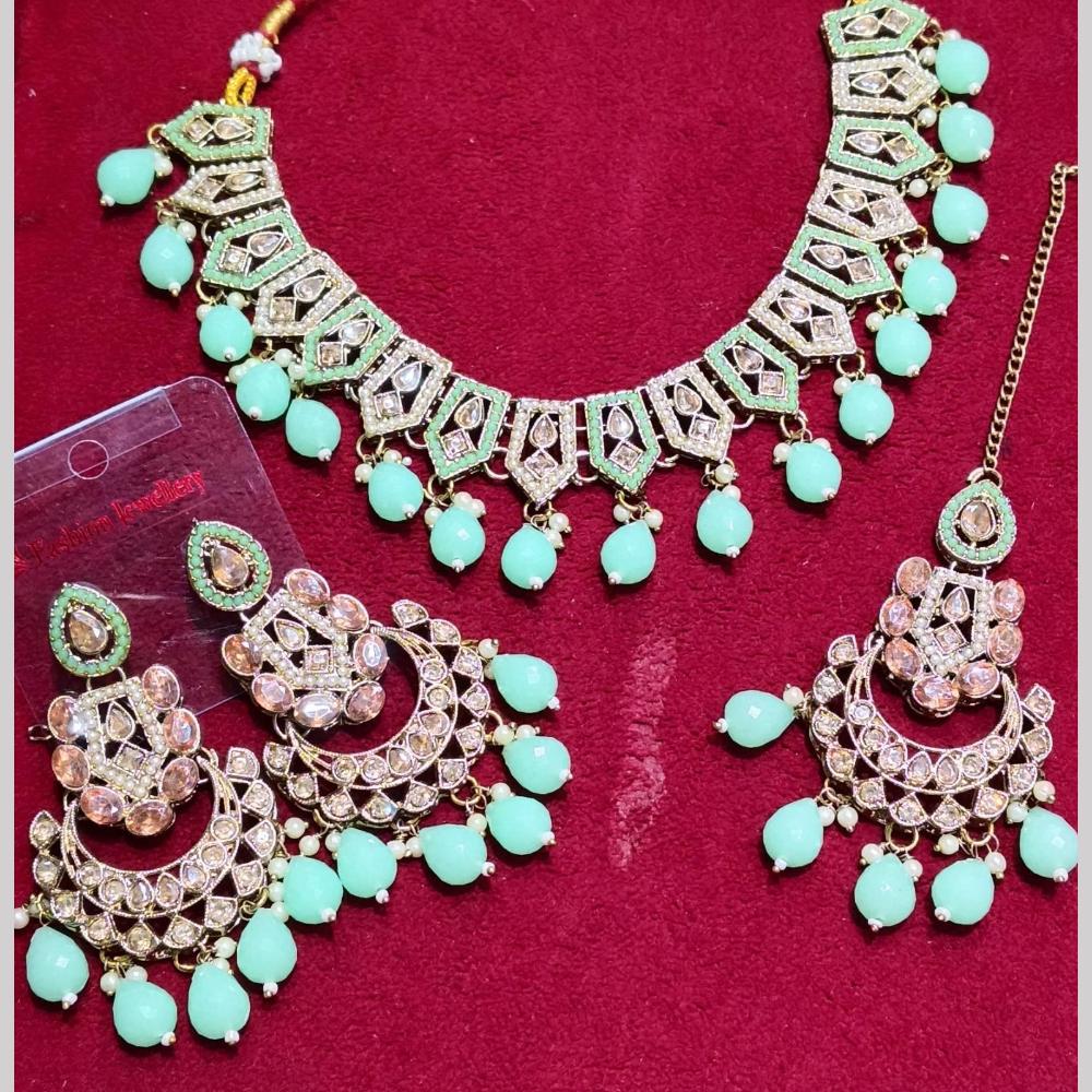 Manisha Jewellery Gold Plated Crystal Stone And Beads Necklace Set