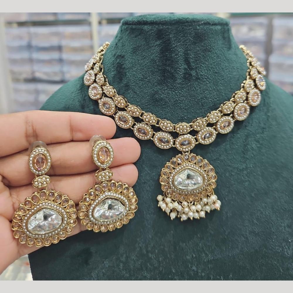 Manisha Jewellery Gold Plated Crystal Stone And Beads Necklace Set