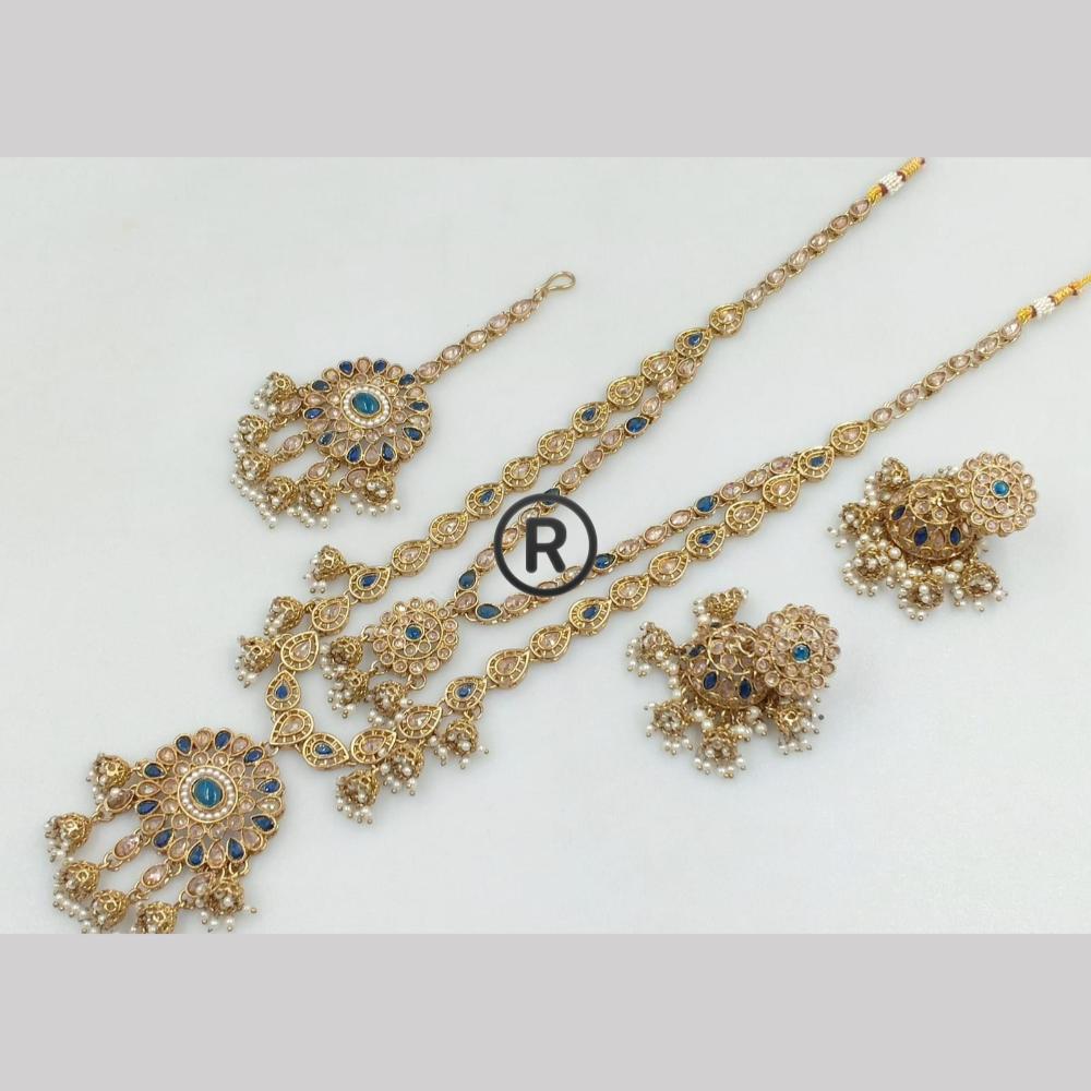 Manisha Jewellery Gold Plated Crystal Stone And Pearls Long Necklace Set