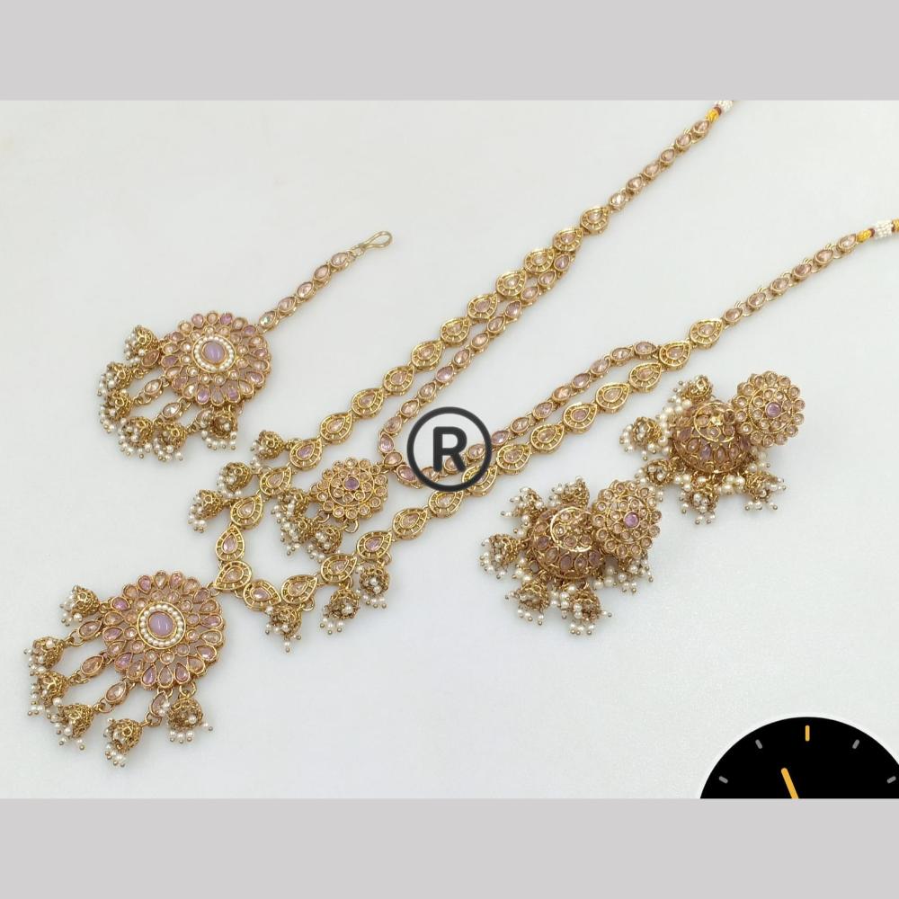 Manisha Jewellery Gold Plated Crystal Stone And Pearls Long Necklace Set