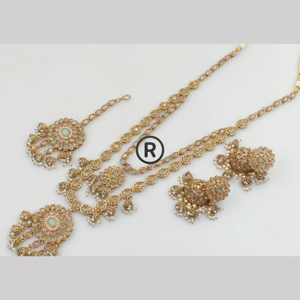 Manisha Jewellery Gold Plated Crystal Stone And Pearls Long Necklace Set