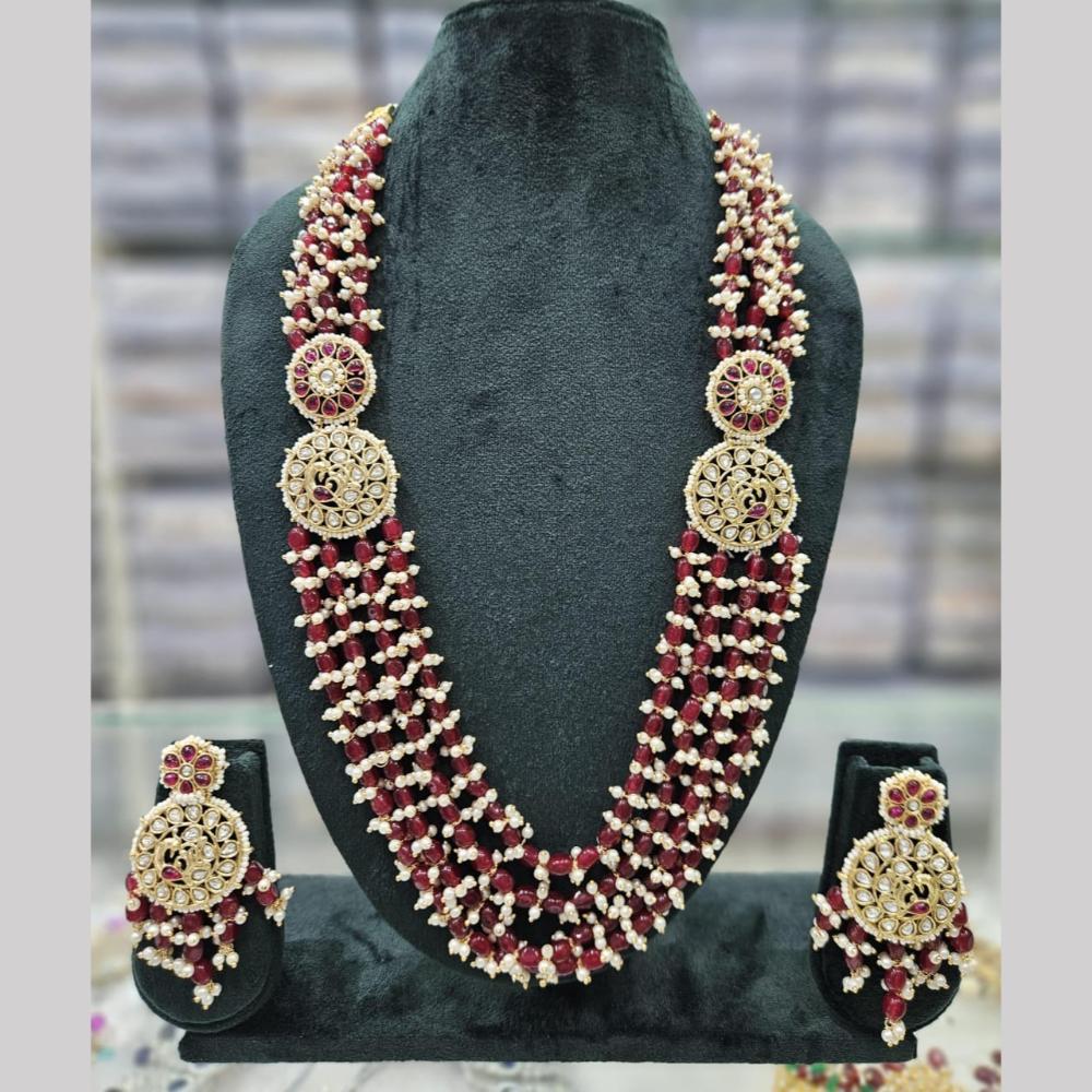 Manisha Jewellery Gold Plated Pota Stone And Beads Long Necklace Set