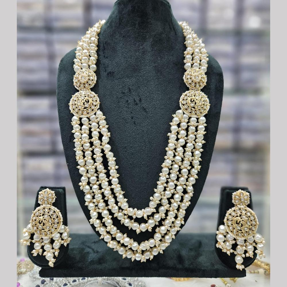 Manisha Jewellery Gold Plated Pota Stone And Beads Long Necklace Set