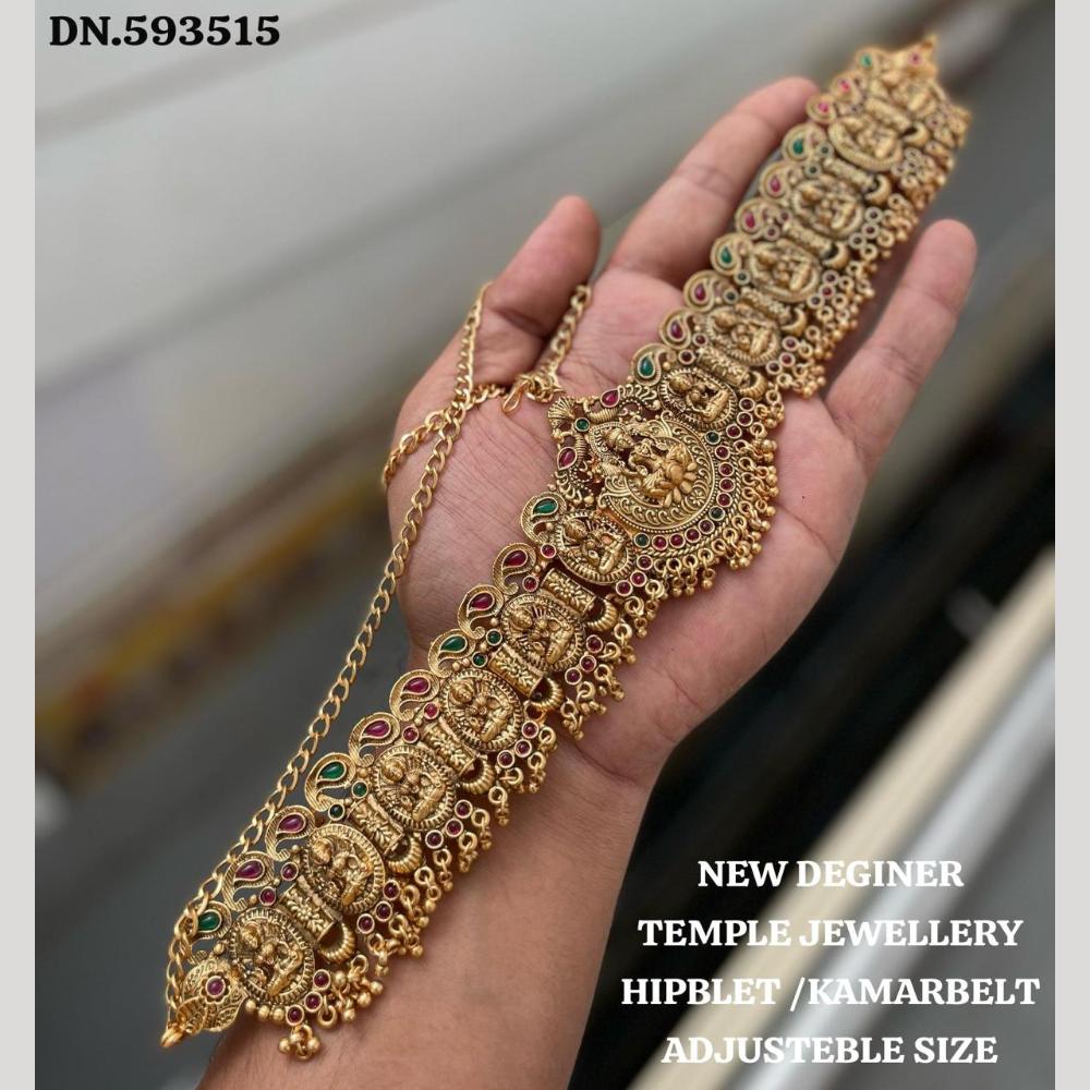 Manisha Jewellery Gold Plated Pota Stone Temple Kamarbandh