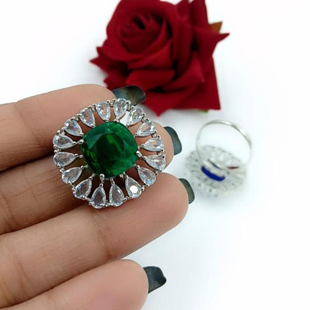 Manisha Jewellery Silver Plated AD Stone Adjustable Rings