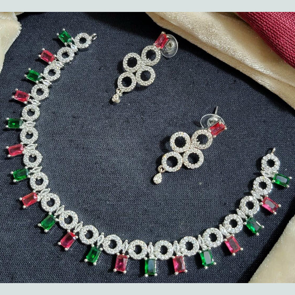 Manisha Jewellery Silver Plated American Diamond Necklace Set