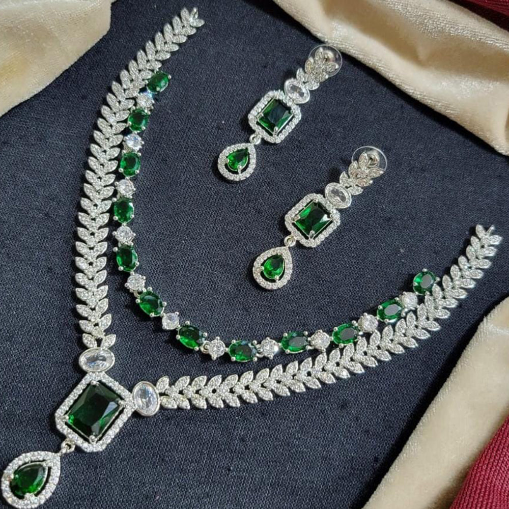 Manisha Jewellery Silver Plated American Diamond Necklace Set